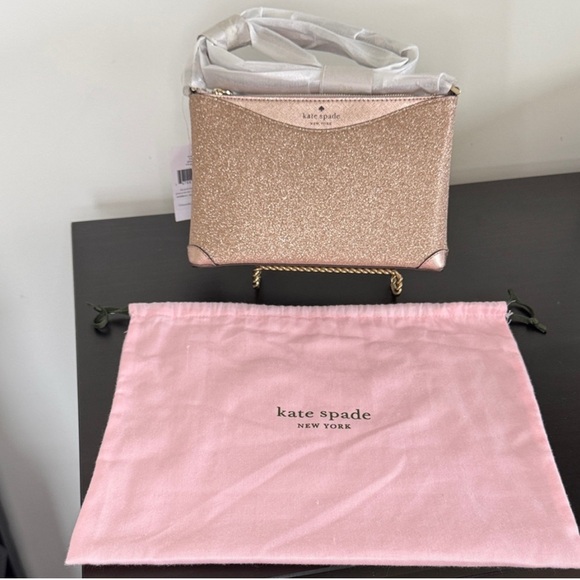 Kate Spade shimmy Glitter rose Gold Glitter Crossbody bag with bag - Picture 1 of 6